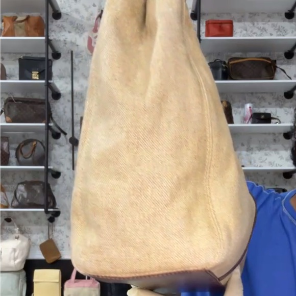 Auth CHANEL Linen Tan and Brown Tote Bag with Hologram - Picture 11 of 12